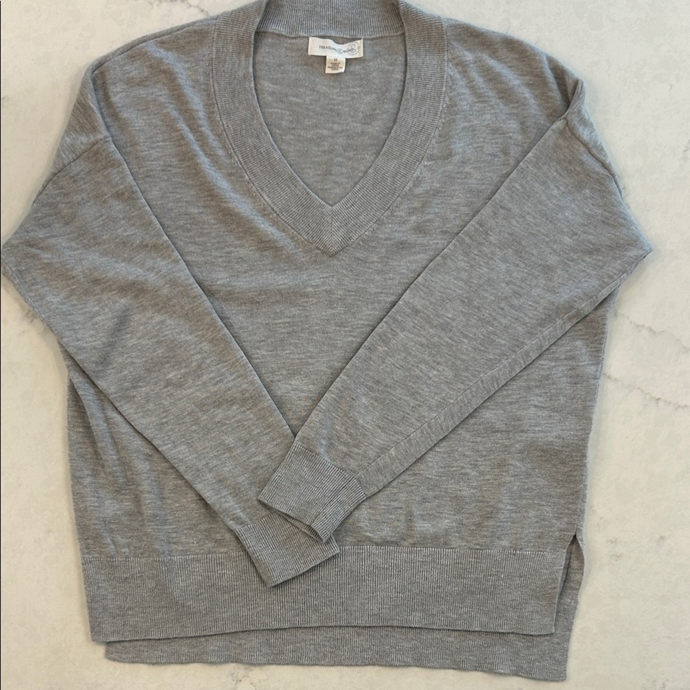 Treasure & Bond grey V-neck sweater M